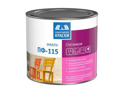 Эмаль ПФ-115 ДЛЯ МЕТАЛЛА И ДЕРЕВА/ОПТИМУМ кр.-кор. гл 1,9кг