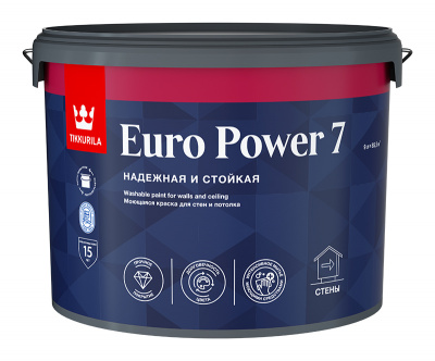 Краска интер. стойкая к мытью EURO POWER 7 A матовая 9л/13 кг.