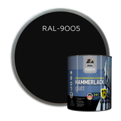 DufaPremium Эмаль HAMMERLACK на ржавчину гладкая чёрный RAL 9005 2л