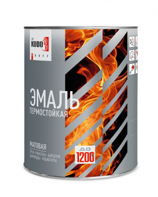 Эмаль термостойкая KUDO PROFF, матовая, шоколадно-коричневая RAL 8017  0,8 кг