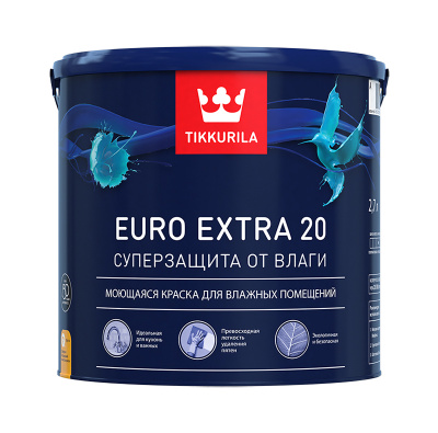 Краска для влажных помещений EURO EXTRA 20 C полуматовая 2,7л