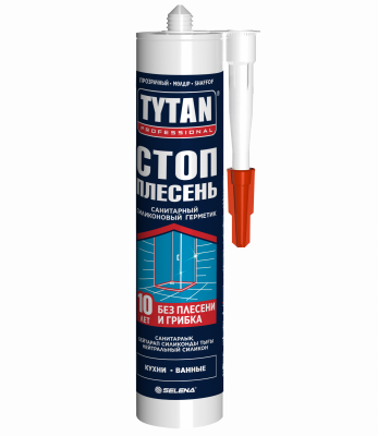 Герметик силиконовый санитарный нейтральный Стоп плесень прозрачный Tytan Professional 280 мл 