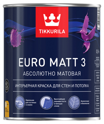 Краска интерьерная EURO MATT 3 A глубокоматовая 0,9л/1,4 кг