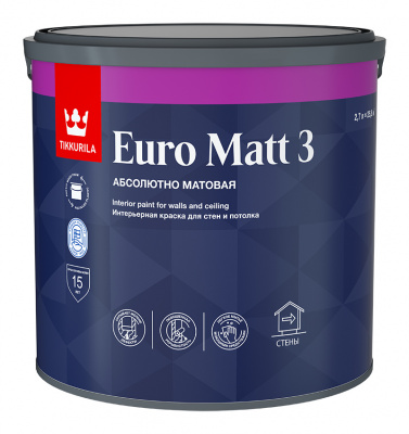 Краска интерьерная EURO MATT 3 A глубокоматовая 2,7л/ 4 кг.