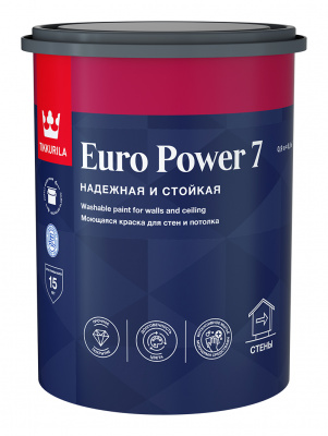 Краска интер. стойкая к мытью EURO POWER 7 A матовая 0,9л/1,2 кг.