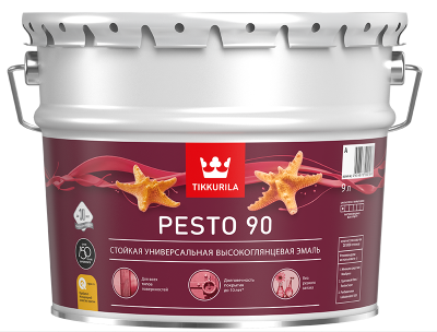 Эмаль PESTO 90 C высокоглянцевая 9л/10 кг. (краска алкидная универсальная)