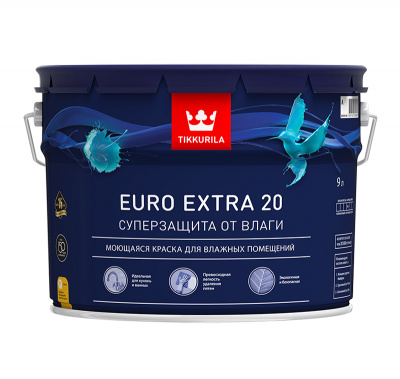 Краска для влажных помещений EURO EXTRA 20 C полуматовая 9л