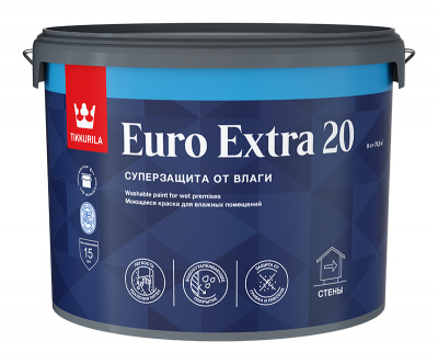 Краска для влажных помещений EURO EXTRA 20 A полуматовая 9л/11 кг.